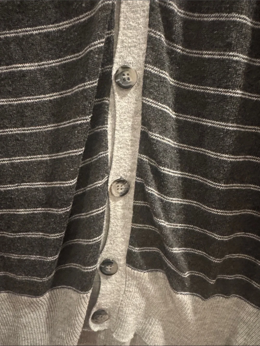 Carapace Striped 100% Cotton V-Neck Cardigan Sweater Large Cotton